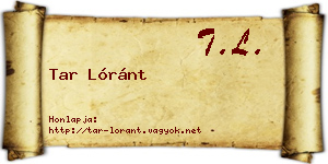 Tar Lóránt névjegykártya